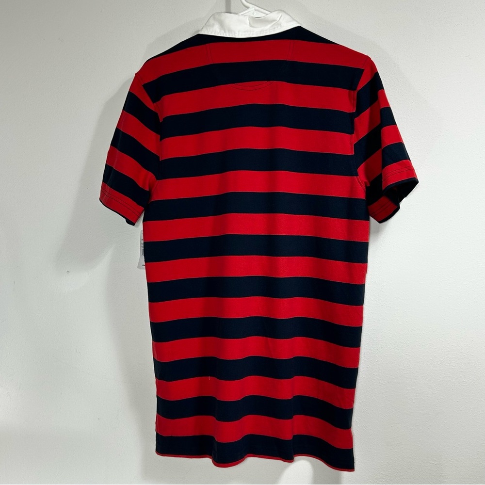 Brooks Brothers Red and Navy Striped Polo Shirt Supima Cotton NWT Size Large - Picture 2 of 16